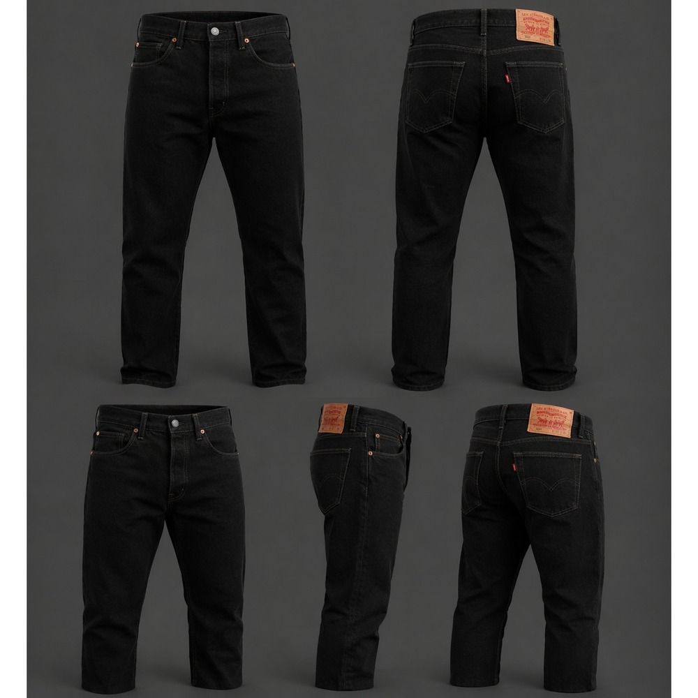 LEVIS 501 Jeans Mens 33x34 Black Button Fly Straight Leg Denim Classic